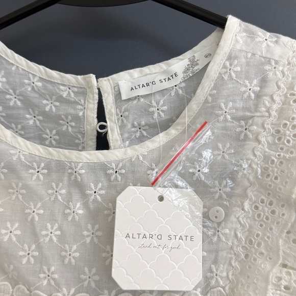 Altar'd State Cream Eyelet Ruffle Top - Picture 2 of 6